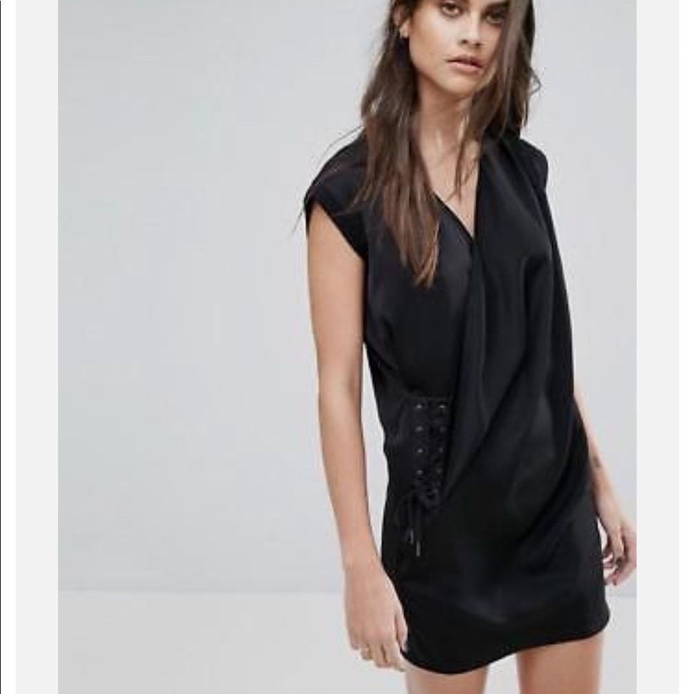 All saints mock wrap Aires dress with lace tie
